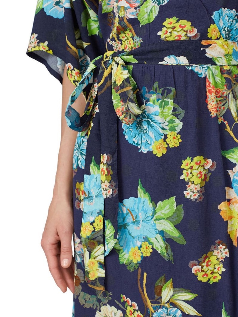 ROAM Sorrento Wrap Maxi Dress with Blue and Green Accents - Picture 3 of 6